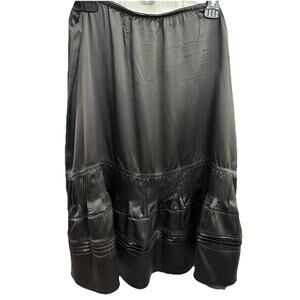 Sundance Skirt Women's L Black Elastic Waist Tiered Midi 100% Silk Casual